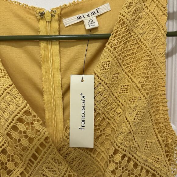 Francesca’s Dress New Size XS Yellow Crochet Bright Spring Summer Coquette - Picture 3 of 13